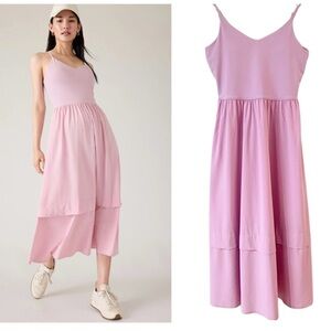 Athleta Pink Tiered Midi Dress
